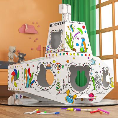 China Educational Toys Drawing and Coloring Cardboard Play House Coloring Pens Drawing Paper Room DIY Kids Educational Doodling Toys for sale