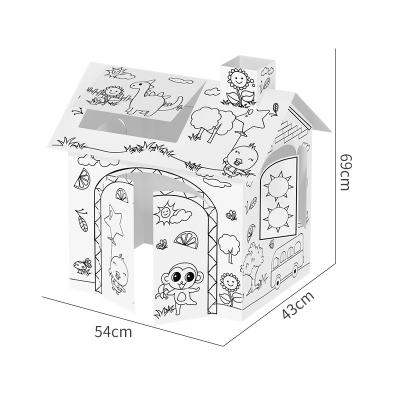 China Educational Toys Cardboard 3D Playhouse Children Drawing Educational Creative Toy DIY Doodle House for sale