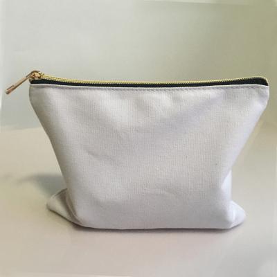 China Hot Wholesale Eco-Friendly Factory Direct Selling Eco-Friendly Zipper Cosmetic Bag White Cotton Canvas Supermarket Eco Canvas Pouch for sale