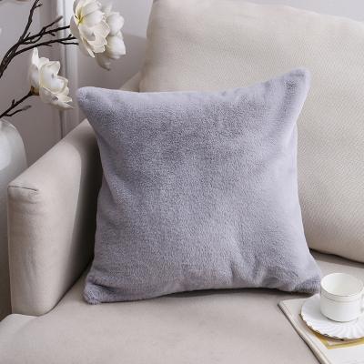 China Single Pillow Covers High Quality Low MOQ Car Faux Plush Rabbit Luxury Pillow Cover Fur Pillow Cover Office Sofa Plain Pillow Covers For Wholesale for sale