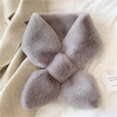 China High Quality Soft Fake Fur Scarves Wholesale Plush Scarf Women Colorful Plush Scarf For Women for sale