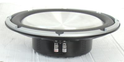 China Deep Bass Metal Frame Car Slim Subwoofer With One Piece Flat Aluminum Cone for sale