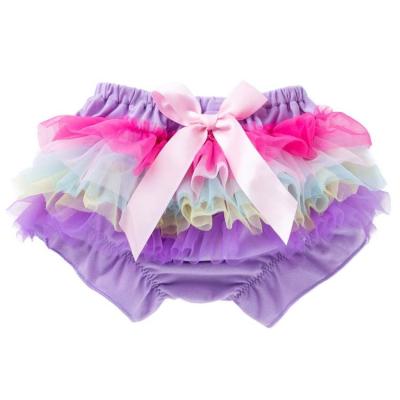 China Breathable HY-27 New Rainbow Colorful  Infant Baby Girl's Boutique Bow TUTU Skirt Kids Girl Princess Dance Tulle Skirts with Safe Pants for sale