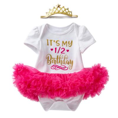 China Washable HY-001 Infant Clothes Romper Tutu Set it's My First 1st Birthday Gift for Girls Outfit Baby Frock Party Dress for Girl for sale