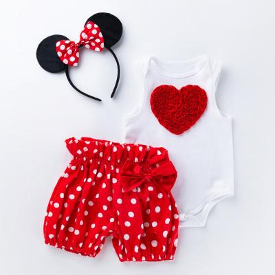 China Washable HY-14 3 PCS SET New Born Baby Girl Rompers Polka Dot Dress Summer Clothes For Girls Party Tutu Dresses Outfit Kids Clothing for sale