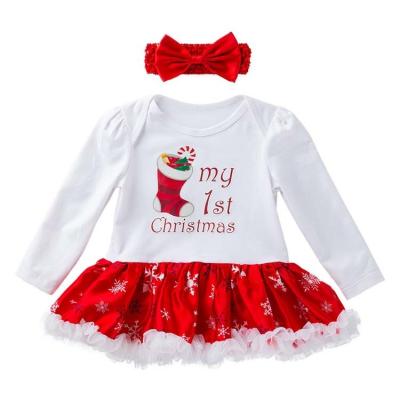 China Washable HY-75 2 PCS Set Spring &Autumn Wholesale New Children's Christmas costume Girls Baby Long Sleeve Romper T shirt Dress for sale