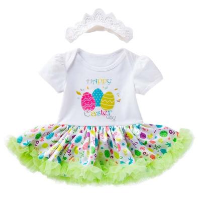 China Washable HY-76 Thanksgiving Tutu Dress Baby Toddler Egg Rabbit Short sleeves RTS Children girls kids clothing baby clothes for sale