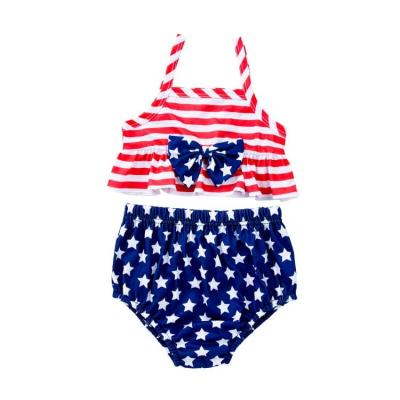 China Anti-Bacterial HY-70  American Independence Day Carnival baby dress striped suspenders Blue stars PP pantsuit Baby party dress for sale