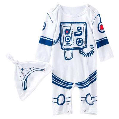 China Comfortable Baby Clothes HY-64 Wholesale Newborn Cute Cartoon Baby Clothes Spring Style Long Sleeves Space Suit Baby Organic Cotton Romper for sale