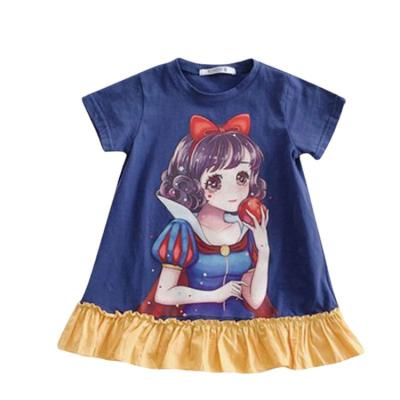 China Anti-wrinkle HY-106  Wholesale Cotton Cartoon Princess T Dress Clothes Dress Girl Kids summer causal dress for little girls for sale