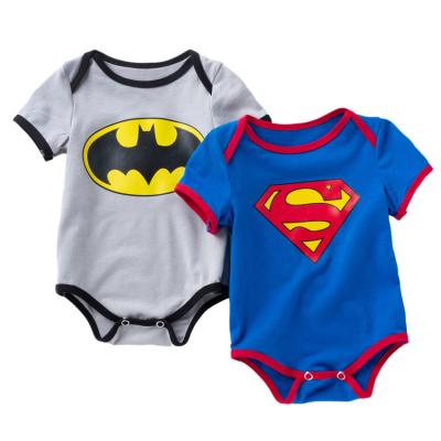 China Comfortable Baby Clothes HY-002 Wholesale new style super hero baby bodysuits baby boys print cartoon spider man baby romper clothing for sale