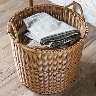 China Straw Woven Laundry Storage Traditional Collapsible Natural Basket for Dirty Clothes&Plush Toys for sale