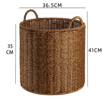 China Straw Woven Laundry Storage Traditional Collapsible Natural Basket with 2 Handles for Dirty Clothes&Plush Toys for sale