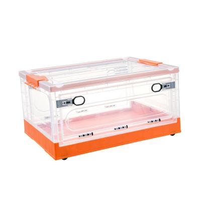 China Hot Selling Multifunctional Plastic Transparent Thickened Stored Box with Wheels for Storage Shoes/Books/Toys for sale