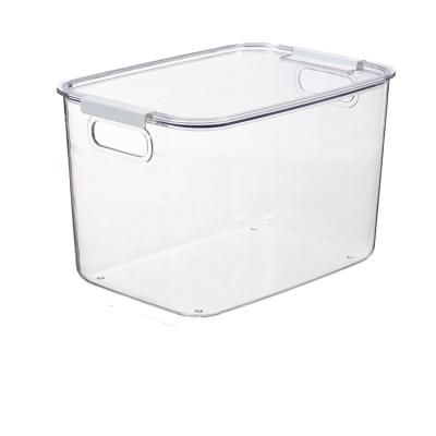 China Hot Selling Stocked Transparent Storage Box With Lid Bedroom Kitchen Storage Box With Handle Single Plastic Transparent Storage Box for sale