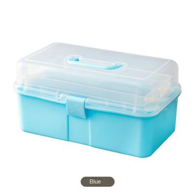 China Wholesale Stocked China Solid Color Plastic Box With 3 Layers Handle For Medicine Small Parts Packing Plastic Box for sale