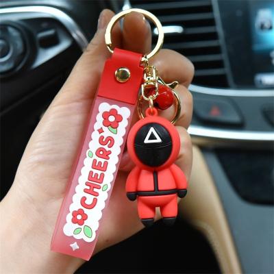 China Plastic Key Ring Car Backpack Pendant Gift by Ring Charms Mini Doll Squid Game Series Key Figure Ornament 3D Squid Game Key Chain for sale