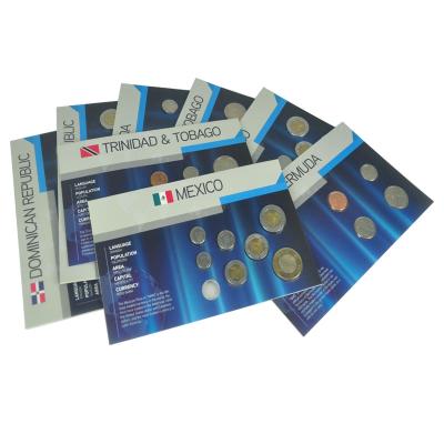 China paper & Euro Cardboard Custom Challenge Paper Card Coin Collecting Holder with Clear PVC Tray for sale