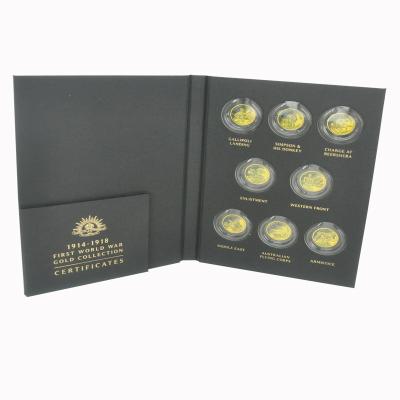 China First Paper World War Gold Coin Collection Holder Folder with Clear Blister Trays and Embossed Pattern for sale