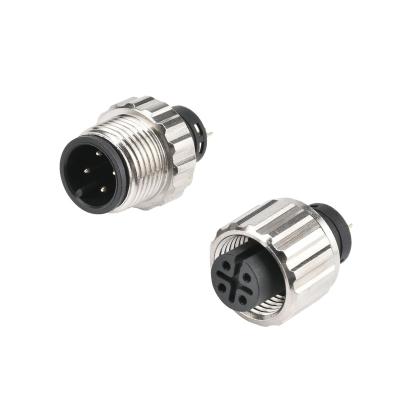 China Automotive M12 4-PIN waterproof plug Socket A-Code welded wire type waterproof plug sensor connector 4 cores for sale