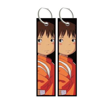 China Fabric / Motorcycle / Promotion Customized Anime Printing Spray TAG Embroidered Remove Theft Key Chain Key Indicator for sale