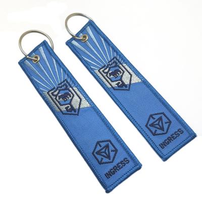 China Promotion Cloth/Motorcycle/Factory Price Customized Embroidered Woven Key Chain Key Indicator Jet Tag With Your Own Logo for sale