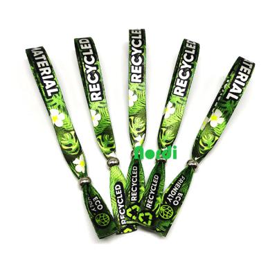 China Custom Adjustable Event Low Price Cloth Wristband Festival RPET Polyester Woven Wristbands For Event for sale