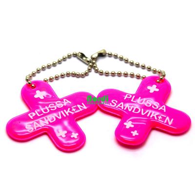 China Eco-friendly decoration custom PVC reflective key chain, soft plastic key chain key tag with your own logo for sale