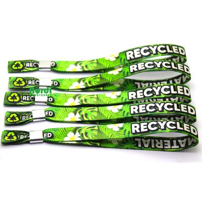 China Easy To Use And View Custom Cheap Price RPET Festival Cloth Wristband Wristband With Recycled Bamboo Lock for sale