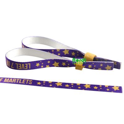 China Easy To Wear And View RPET Festival Fabric Material Customized Woven Wristband With Your Own Logo For Event for sale