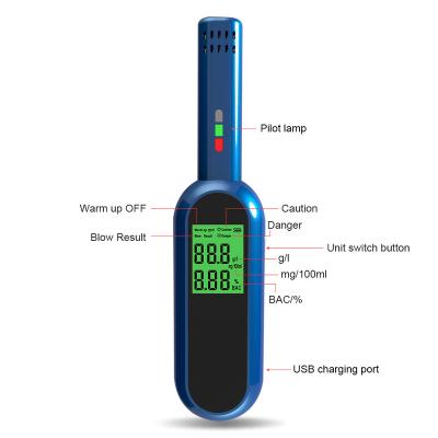 China Portable LCD Digital Display Drunk Driving Test Instrument Gas Analyzer Liquor Alcohol Detector Breath Alcohol Tester 185*43*25mm for sale