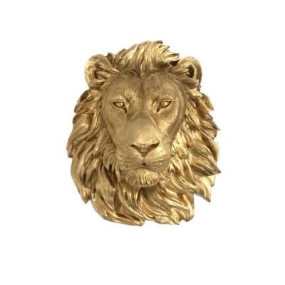 China Chief Lion Head Wall Hanging Ornament Gold Glazed Ceramic Bear for sale