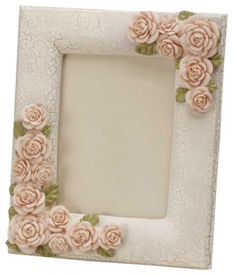 China Porcelain Tropical Beige Picture Frame / Ceramic Pink Floral Frame for sale