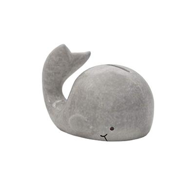 China Eco - Friendly Decorative Whale Shape Ceramic Money Bank Collection Tin Coin Bank for sale