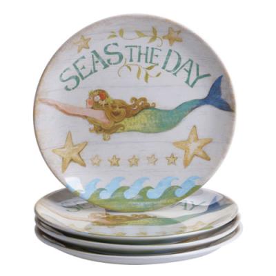 China Contemporary Seas The Day Mermaid Pattern Dinnerware Dish Plate Ceramic Dishes for sale