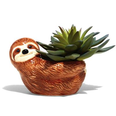 China Hanging Streamline Ceramic Sloth Flower Planter Pot for sale