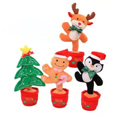 China Plush Merry Christmas Santa Toy Electronic Shake Dancing Tree with Talking Cactus Plush Toys Cute Bailarin Childhood Song for sale