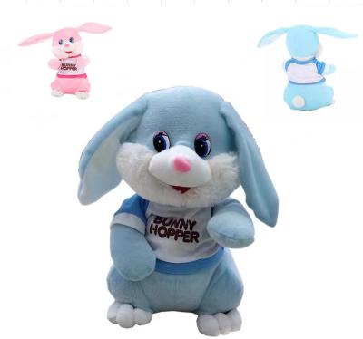 China Cute Rabbit Long-eared Electric Hopper Baby Music Cotton Stuffed Plush Shaking Rabbit Plush Dancing Toys For Children Kids for sale