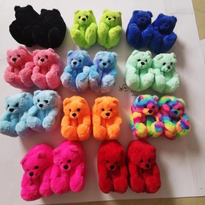 China Cushioning Kids Teddy Bear Slippers Plush One Size Wholesale Fits All 1-3 Years Old Kids Toddler Teddy Bear Slippers for sale