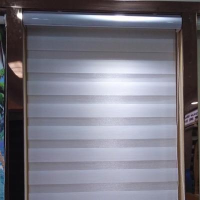 China European Style 100% Polyester Slat Zebra Blinds Two Layer White Roller Shade Zebra Blinds for sale