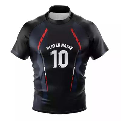 China OEM Antibacterial Custom High Quality Cheap Designs Short Sleeve All Blacks Rugby Jersey for sale