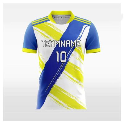 China Cheap Custom High Quality Comfortable/Breathable Quick Dry Sublimation Printing Boys Blue Yellow Soccer Tank Top for sale