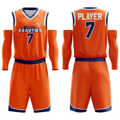 China Wholesale Antibacterial Factory Quality Best Sublimation Custom High School Basketball Jersey Color Orange for sale