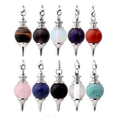 China ml CLASSIC Natural Round Ball Beads Crystal Quartz Stone Pendant Chakra Reiki Healing Pendulum for sale