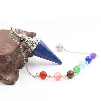 China CLASSIC Hot Natural Hexagon Pyramid Stone Healing Amazon Chakra Chain Divination Crystal Pendulum Pendant Amethyst Rose Quartz Stone for sale