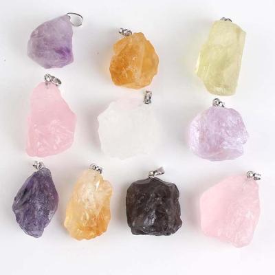 China Natural Healing CLASSIC Crystal Irregular Shape Amethyst Citrine Lomen Smokey Quartz Reiki Stone Pendant from ml for sale