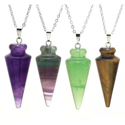 China Ml CLASSIC Crystal Round Cone Pendulum Pendant Natural For Healing Spiritual Balancing Necklace Dowsing Reiki Wicca Pendulums for sale