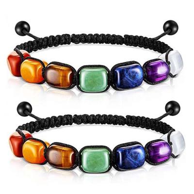 China Vintage 7ml Chakra Reiki Healing Crystals Stretch Bracelet Natural Gemstone Beads Braided Bracelet Women Rope for sale