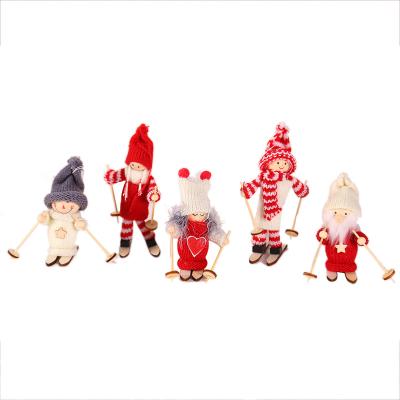 China Christmast Ornament Christmas Ornaments Ski Doll Christmas Tree Pendant Wooden Mini Doll for sale