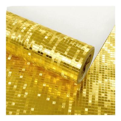 China Modern Waterproof Mosaic Wallpaper Cover Wall Gold Wallpaper KTV 3D Silver Gold Wallpaper for sale